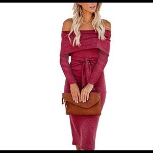 Off the shoulder midi dress!